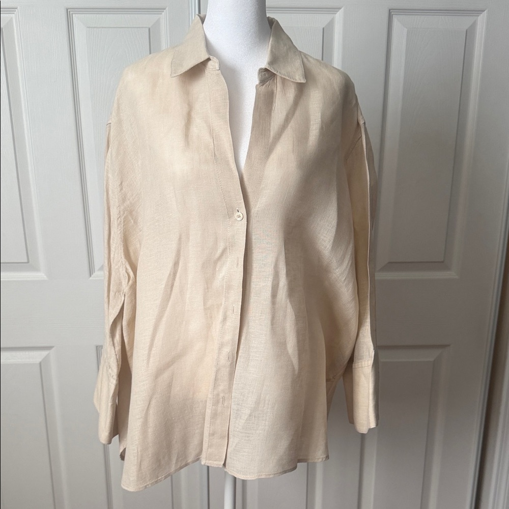 Zara Cream Linen Blouse